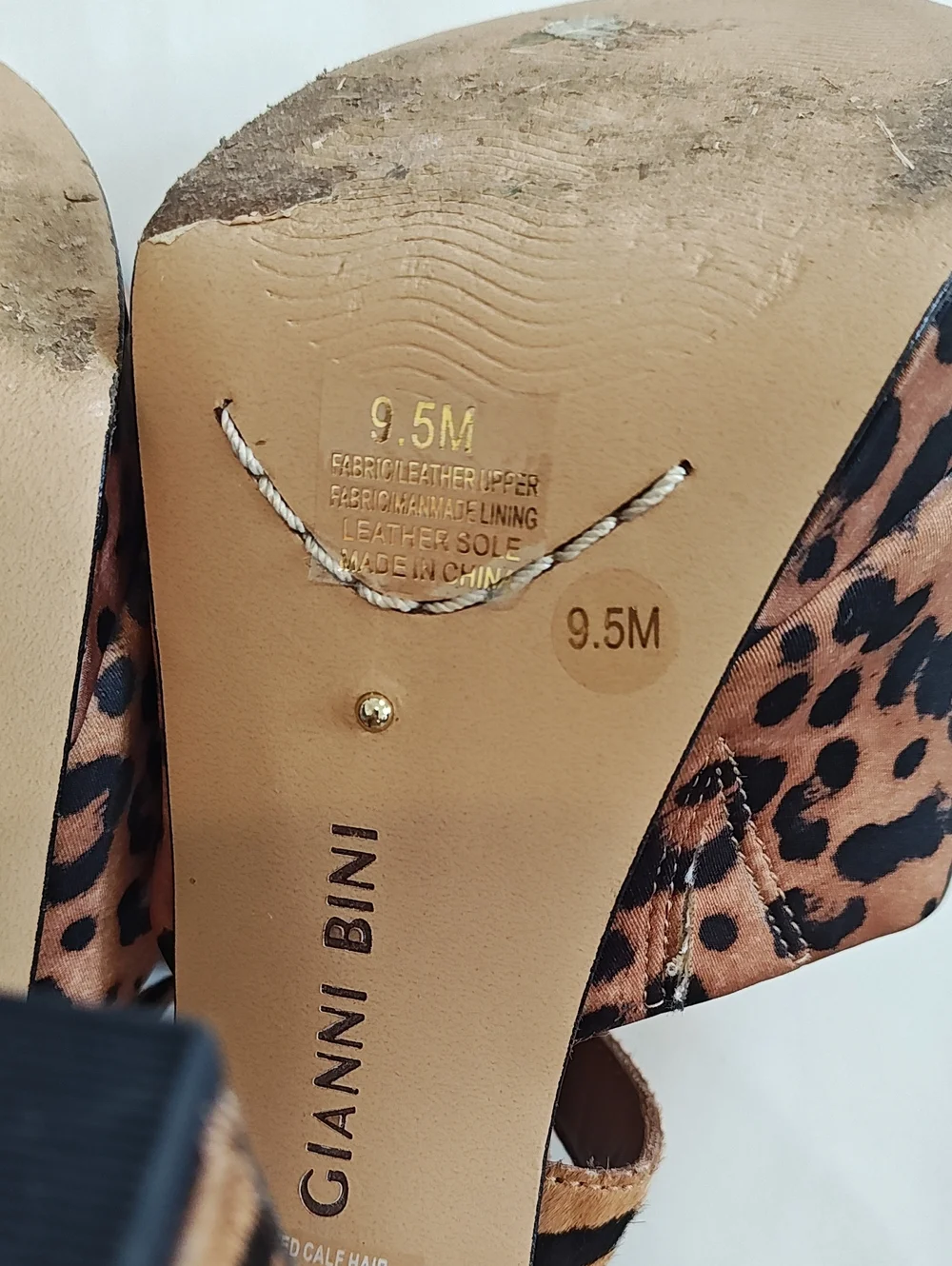 Gianni Bini Leopard Tiger Print Calf Hair Platform Block Heel Sandals 9.5M